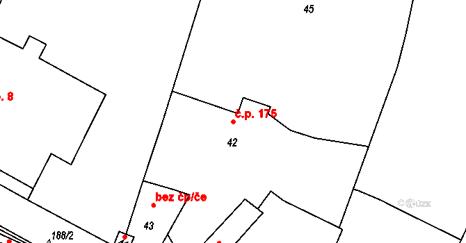 Šebrov 175, Šebrov-Kateřina na parcele st. 42 v KÚ Šebrov, Katastrální mapa