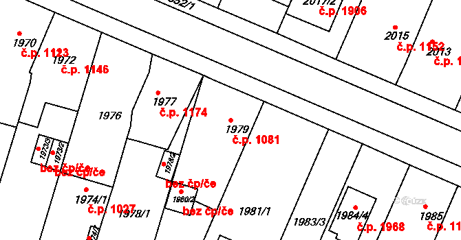 Trnovany 1081, Teplice na parcele st. 1979 v KÚ Teplice-Trnovany, Katastrální mapa