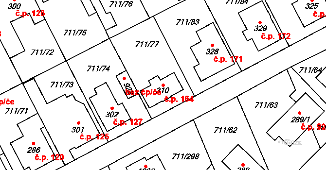 Daliměřice 164, Turnov na parcele st. 310 v KÚ Daliměřice, Katastrální mapa