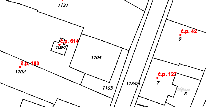 Jablůnka 46 na parcele st. 1104 v KÚ Jablůnka, Katastrální mapa