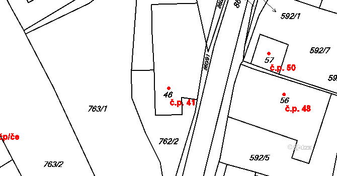 Perná 41, Lešná na parcele st. 46 v KÚ Perná u Valašského Meziříčí, Katastrální mapa