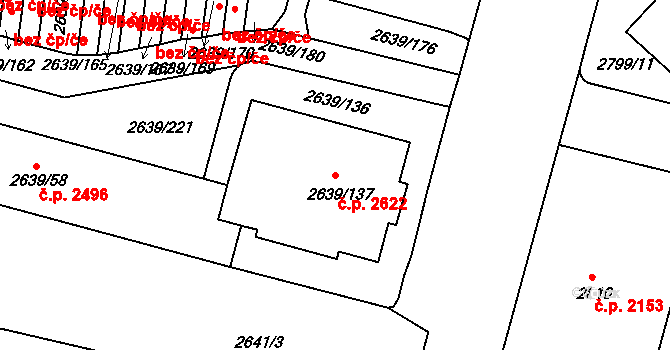 Žižkov 2622, Praha na parcele st. 2639/137 v KÚ Žižkov, Katastrální mapa