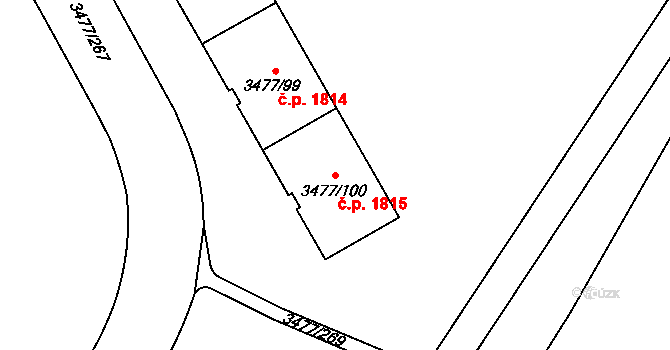 Břevnov 1815, Praha na parcele st. 3477/100 v KÚ Břevnov, Katastrální mapa