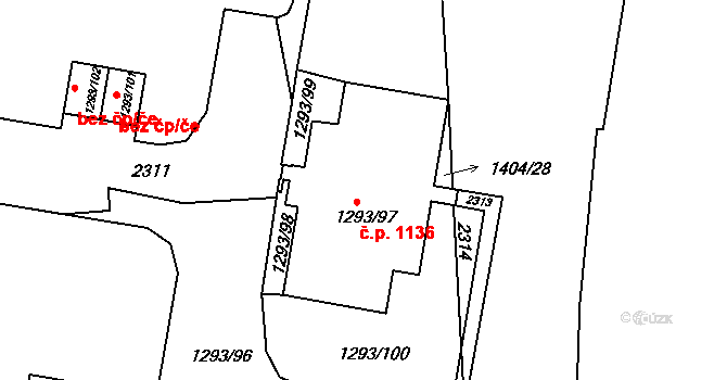 Řepy 1136, Praha na parcele st. 1293/97 v KÚ Řepy, Katastrální mapa