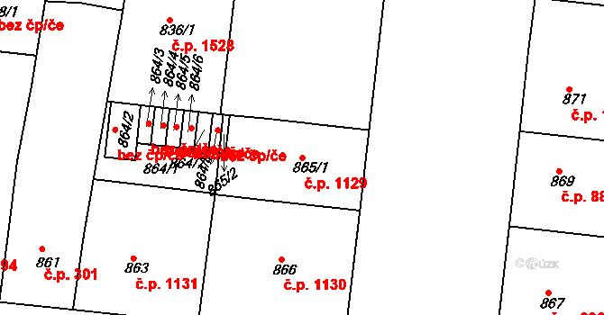 Holešovice 1129, Praha na parcele st. 865/1 v KÚ Holešovice, Katastrální mapa