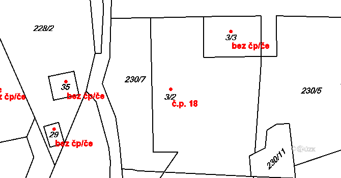 Homole 18, Drhovy na parcele st. 3/2 v KÚ Homole u Nechalova, Katastrální mapa
