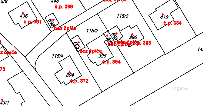 Poříčí 364, Trutnov na parcele st. 395 v KÚ Poříčí u Trutnova, Katastrální mapa