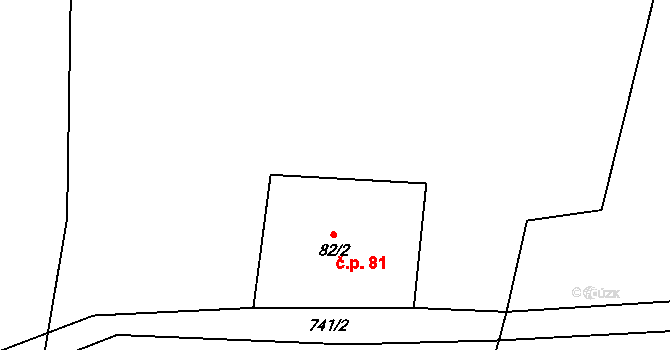 Přední Labská 81, Špindlerův Mlýn na parcele st. 82/2 v KÚ Přední Labská, Katastrální mapa