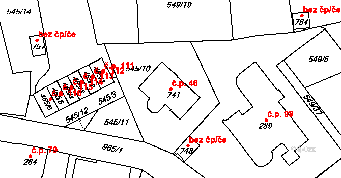 Hamr 46, Litvínov na parcele st. 741 v KÚ Hamr u Litvínova, Katastrální mapa