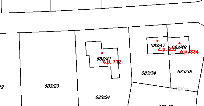 Průhonice 712 na parcele st. 683/41 v KÚ Průhonice, Katastrální mapa