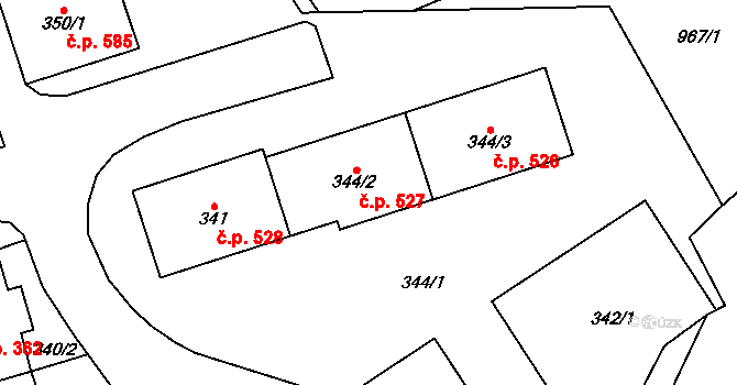 Loket 527 na parcele st. 344/2 v KÚ Loket, Katastrální mapa