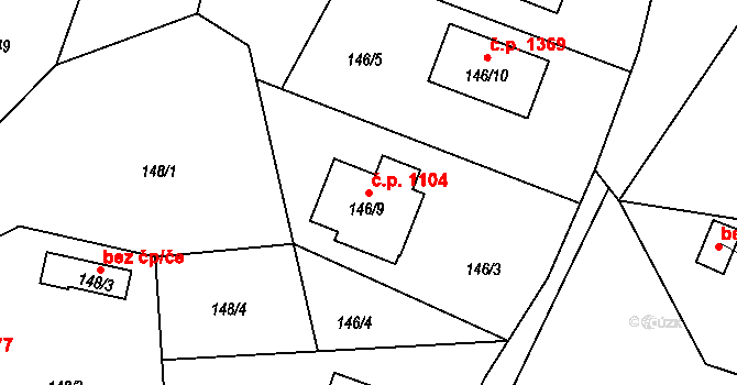 Stará Bělá 1104, Ostrava na parcele st. 146/9 v KÚ Stará Bělá, Katastrální mapa