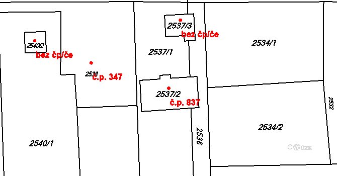 Horní Těrlicko 837, Těrlicko na parcele st. 2537/2 v KÚ Horní Těrlicko, Katastrální mapa