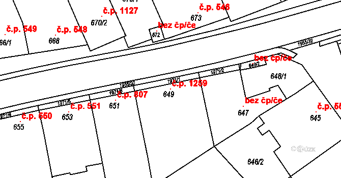 Mistřín 1259, Svatobořice-Mistřín na parcele st. 649 v KÚ Mistřín, Katastrální mapa