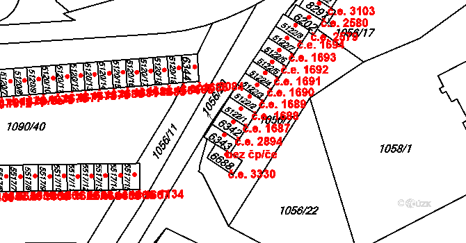 Zlín 2894 na parcele st. 6342 v KÚ Zlín, Katastrální mapa