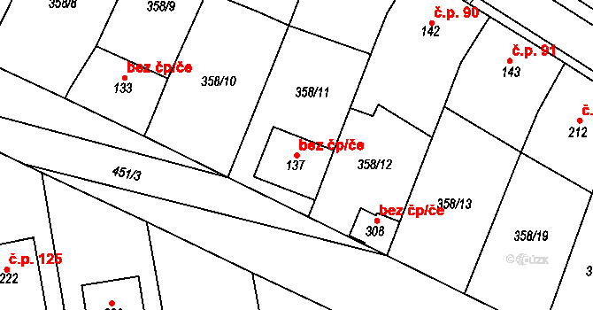 Znojmo 40960579 na parcele st. 137 v KÚ Mramotice, Katastrální mapa