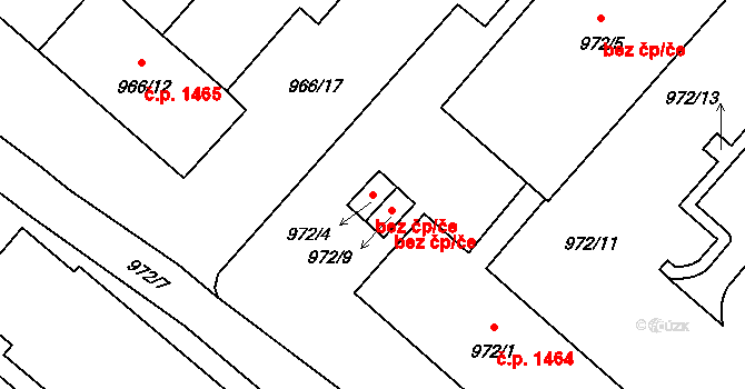 Pelhřimov 42030579 na parcele st. 972/4 v KÚ Pelhřimov, Katastrální mapa