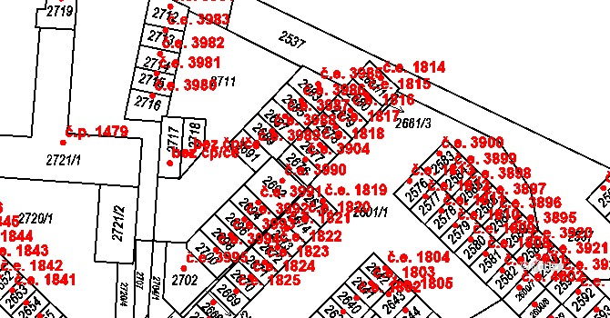 Město 3904, Havířov na parcele st. 2676 v KÚ Havířov-město, Katastrální mapa