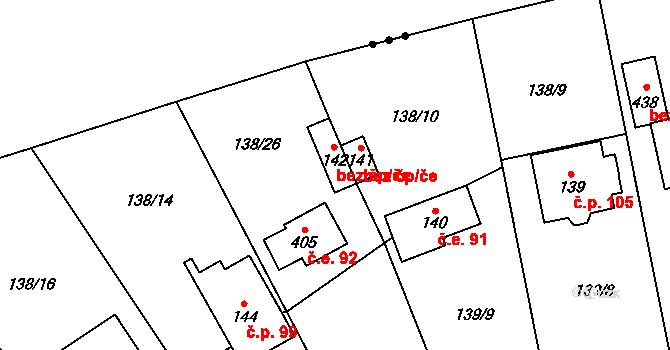 Bojanovice 50512579 na parcele st. 142 v KÚ Bojanovice, Katastrální mapa