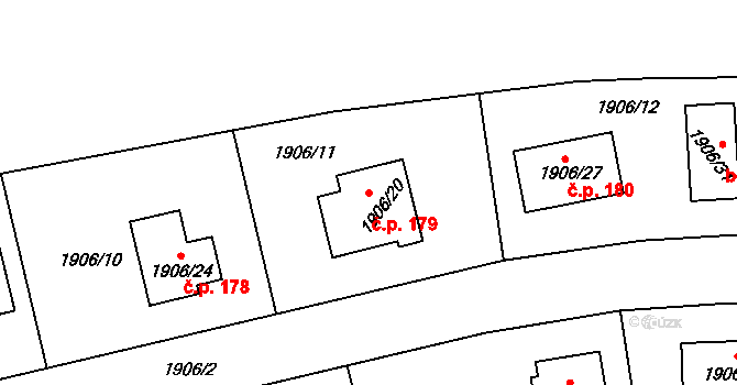 Plzeňské Předměstí 179, Horšovský Týn na parcele st. 1906/20 v KÚ Horšovský Týn, Katastrální mapa