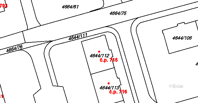 Litomyšlské Předměstí 715, Vysoké Mýto na parcele st. 4644/112 v KÚ Vysoké Mýto, Katastrální mapa