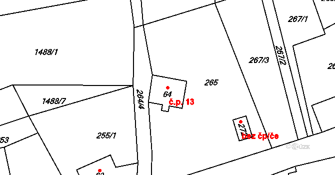 Heroltice 13, Štíty na parcele st. 64 v KÚ Heroltice u Štítů, Katastrální mapa