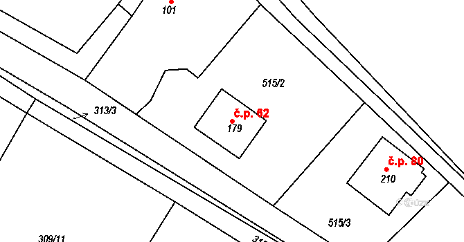 Mrzkovice 62, Světlá nad Sázavou na parcele st. 179 v KÚ Mrzkovice, Katastrální mapa