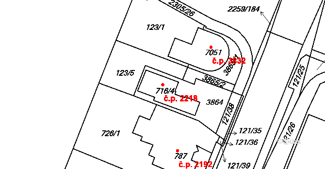Havlíčkův Brod 2218 na parcele st. 716/4 v KÚ Havlíčkův Brod, Katastrální mapa