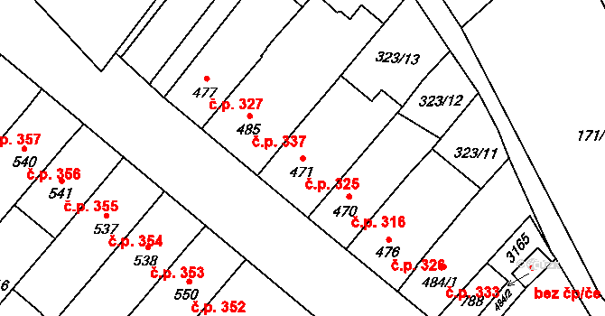 Popice 325 na parcele st. 471 v KÚ Popice, Katastrální mapa