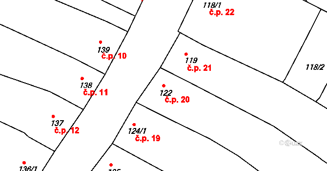 Smolín 20, Pohořelice na parcele st. 122 v KÚ Smolín, Katastrální mapa
