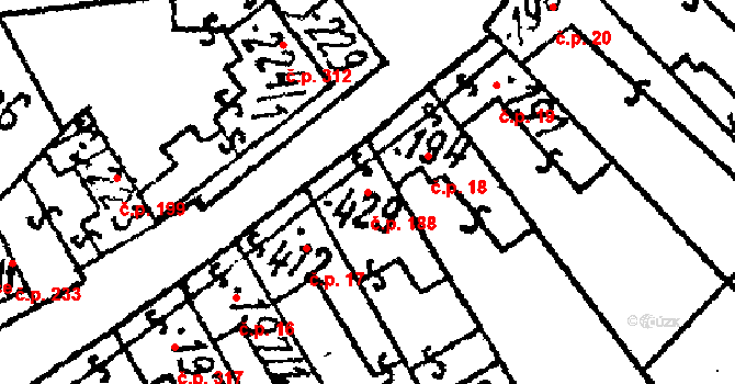 Tvrdonice 188 na parcele st. 429 v KÚ Tvrdonice, Katastrální mapa