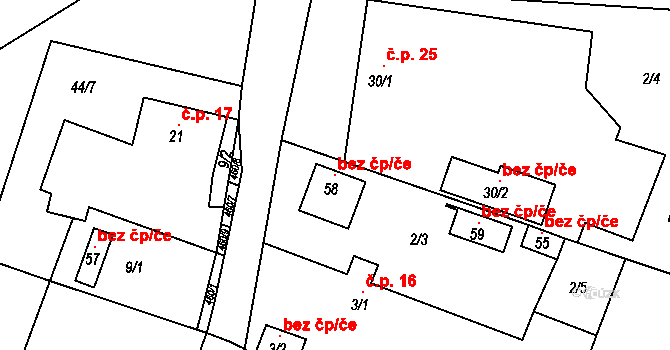 Lukavec 107347580 na parcele st. 58 v KÚ Týmova Ves, Katastrální mapa