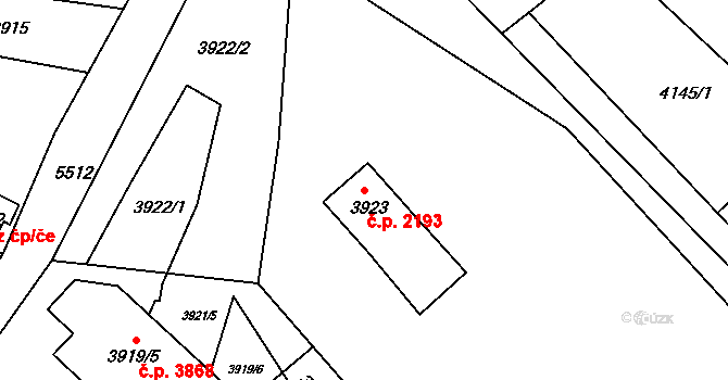 Znojmo 2193 na parcele st. 3923 v KÚ Znojmo-město, Katastrální mapa