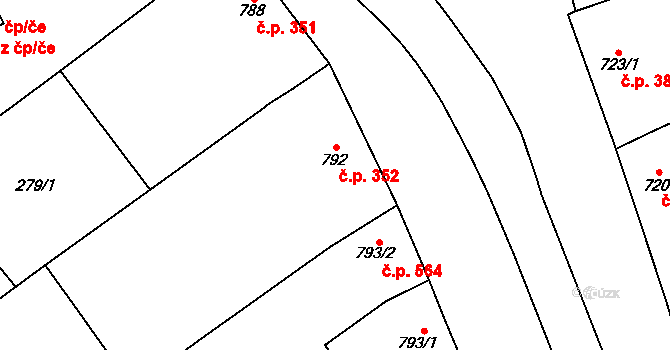 Kojetín I-Město 352, Kojetín na parcele st. 792 v KÚ Kojetín, Katastrální mapa