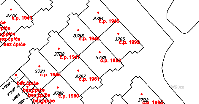 Šumperk 1952 na parcele st. 3786 v KÚ Šumperk, Katastrální mapa