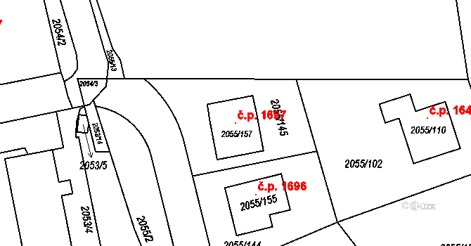 Předměstí 1697, Moravská Třebová na parcele st. 2055/157 v KÚ Moravská Třebová, Katastrální mapa