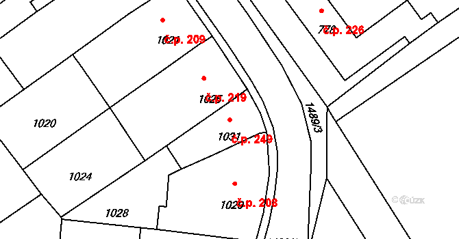 Doloplazy 249 na parcele st. 1031 v KÚ Doloplazy u Olomouce, Katastrální mapa