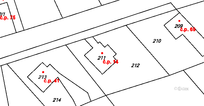 Pískov 14, Troubelice na parcele st. 211 v KÚ Pískov, Katastrální mapa