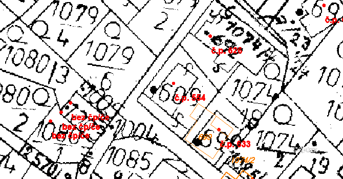 Kamenický Šenov 554 na parcele st. 609 v KÚ Kamenický Šenov, Katastrální mapa