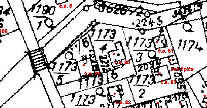 Byšičky 80, Lysá nad Labem na parcele st. 2212 v KÚ Lysá nad Labem, Katastrální mapa
