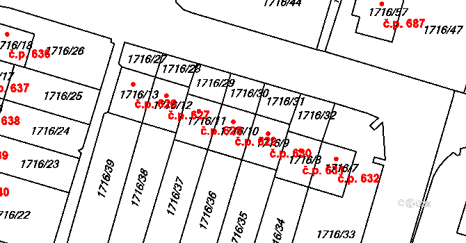 Miřetice u Klášterce nad Ohří 629, Klášterec nad Ohří na parcele st. 1716/10 v KÚ Miřetice u Klášterce nad Ohří, Katastrální mapa