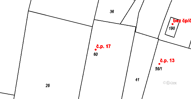 Neplachov 17 na parcele st. 60 v KÚ Neplachov, Katastrální mapa