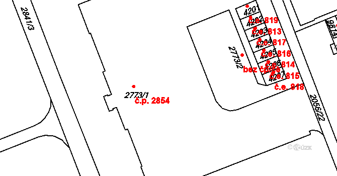 Hodonín 2854 na parcele st. 2773/1 v KÚ Hodonín, Katastrální mapa