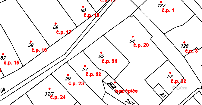 Český Dub I 21, Český Dub na parcele st. 25 v KÚ Český Dub, Katastrální mapa
