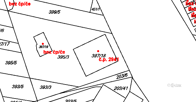 Královo Pole 2941, Brno na parcele st. 397/18 v KÚ Královo Pole, Katastrální mapa