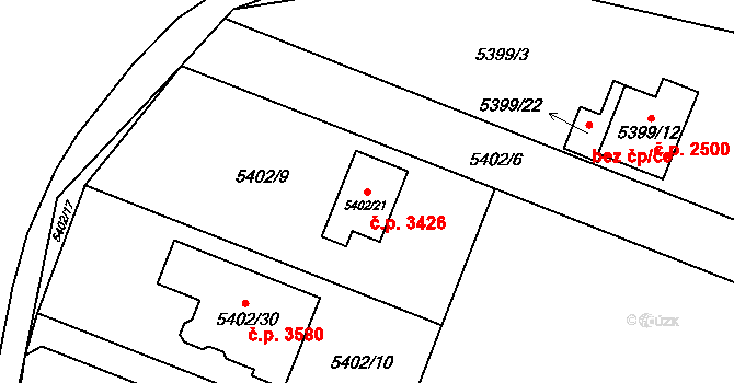Frýdek 3426, Frýdek-Místek na parcele st. 5402/21 v KÚ Frýdek, Katastrální mapa