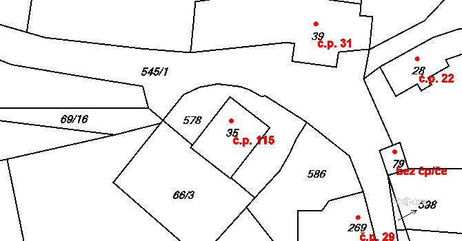 Zárybničná Lhota 115, Tábor na parcele st. 35 v KÚ Zárybničná Lhota, Katastrální mapa