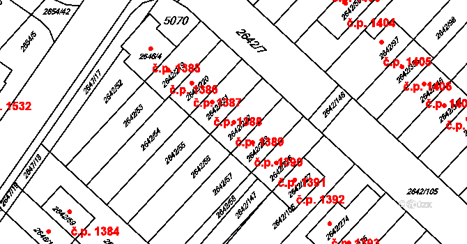 Kuřim 1389 na parcele st. 2642/222 v KÚ Kuřim, Katastrální mapa