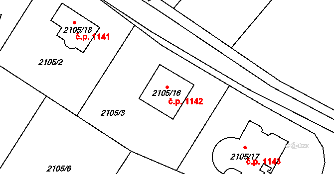 Liberec XIV-Ruprechtice 1142, Liberec na parcele st. 2105/16 v KÚ Ruprechtice, Katastrální mapa