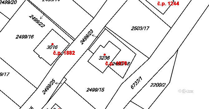 Kraslice 1978 na parcele st. 3236 v KÚ Kraslice, Katastrální mapa